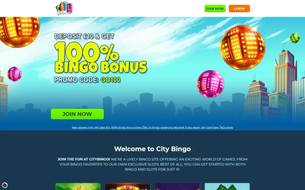 City Bingo homepage