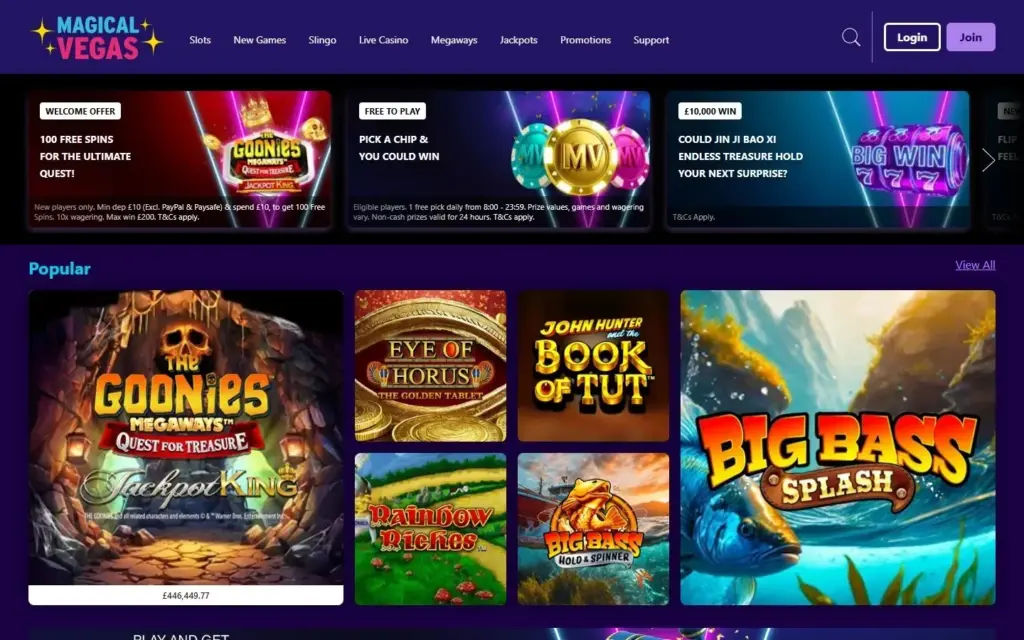 Magical Vegas homepage
