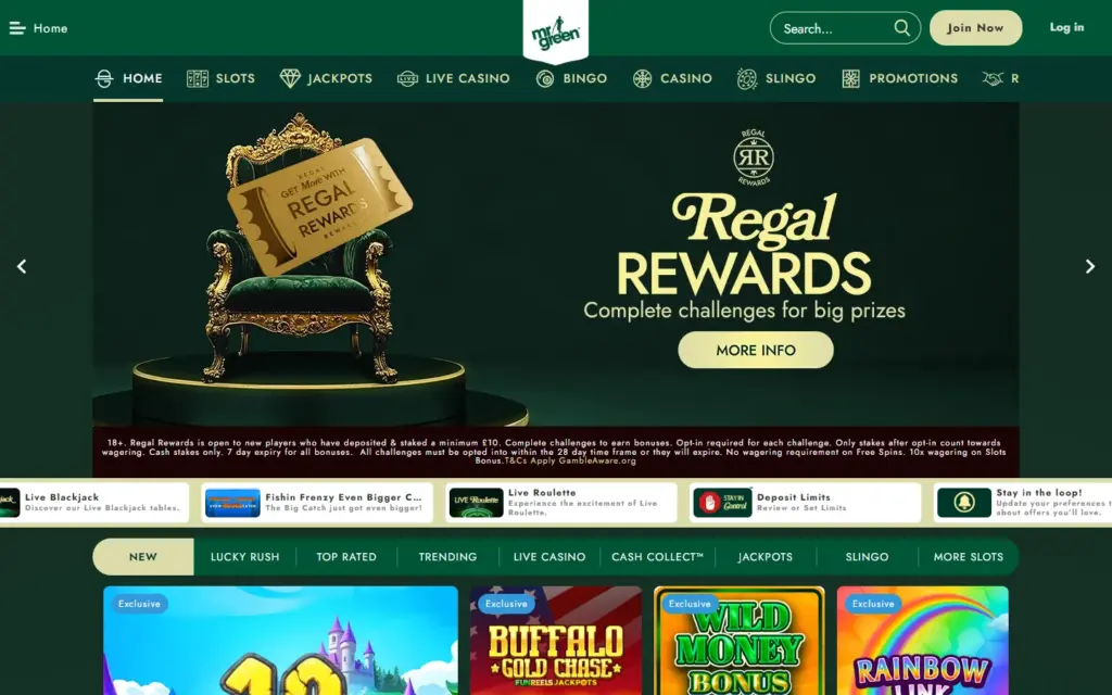 Mr Green UK homepage