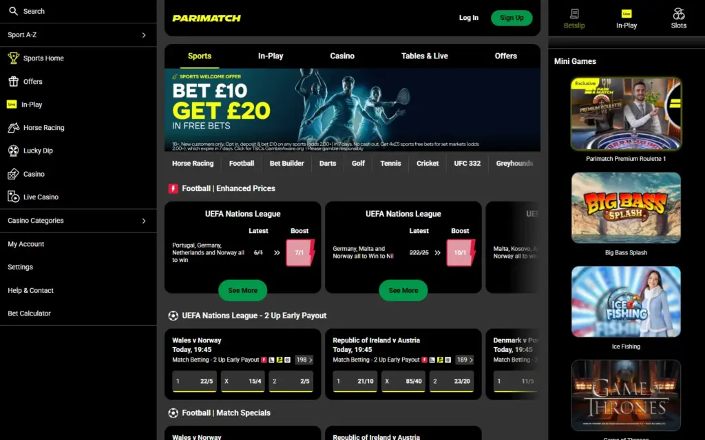 Parimatch homepage