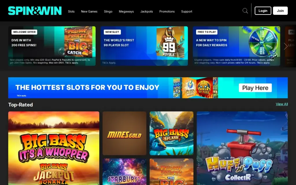 Spin & Win homepage
