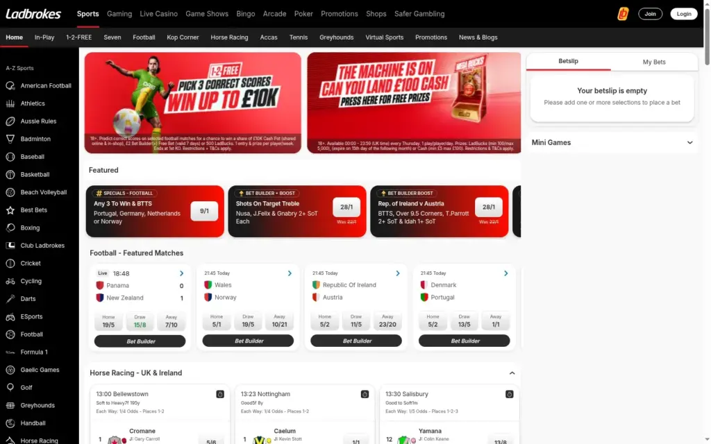 Ladbrokes homepage