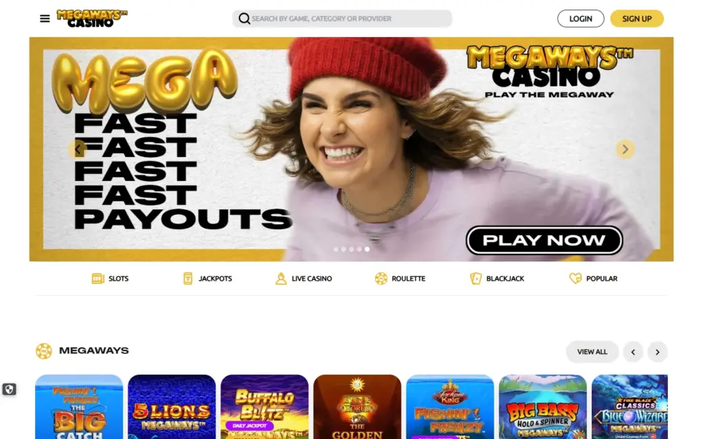 Megaways Casino homepage
