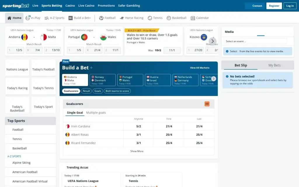 Sportingbet homepage