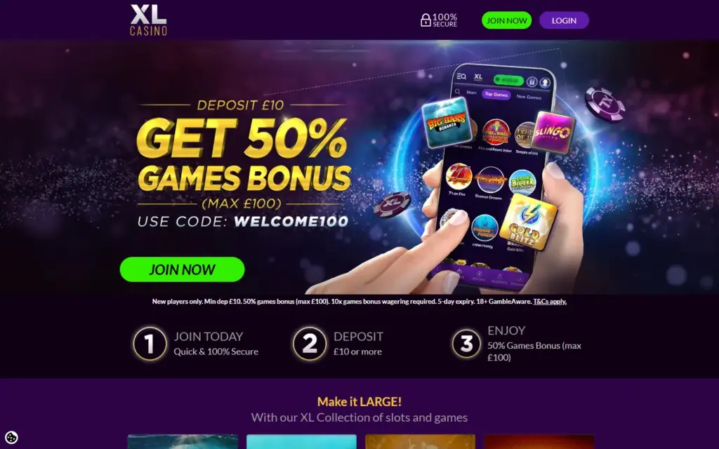 XL Casino homepage