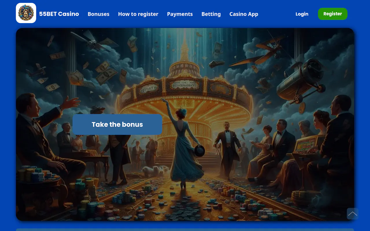 55BET Casino homepage screenshot