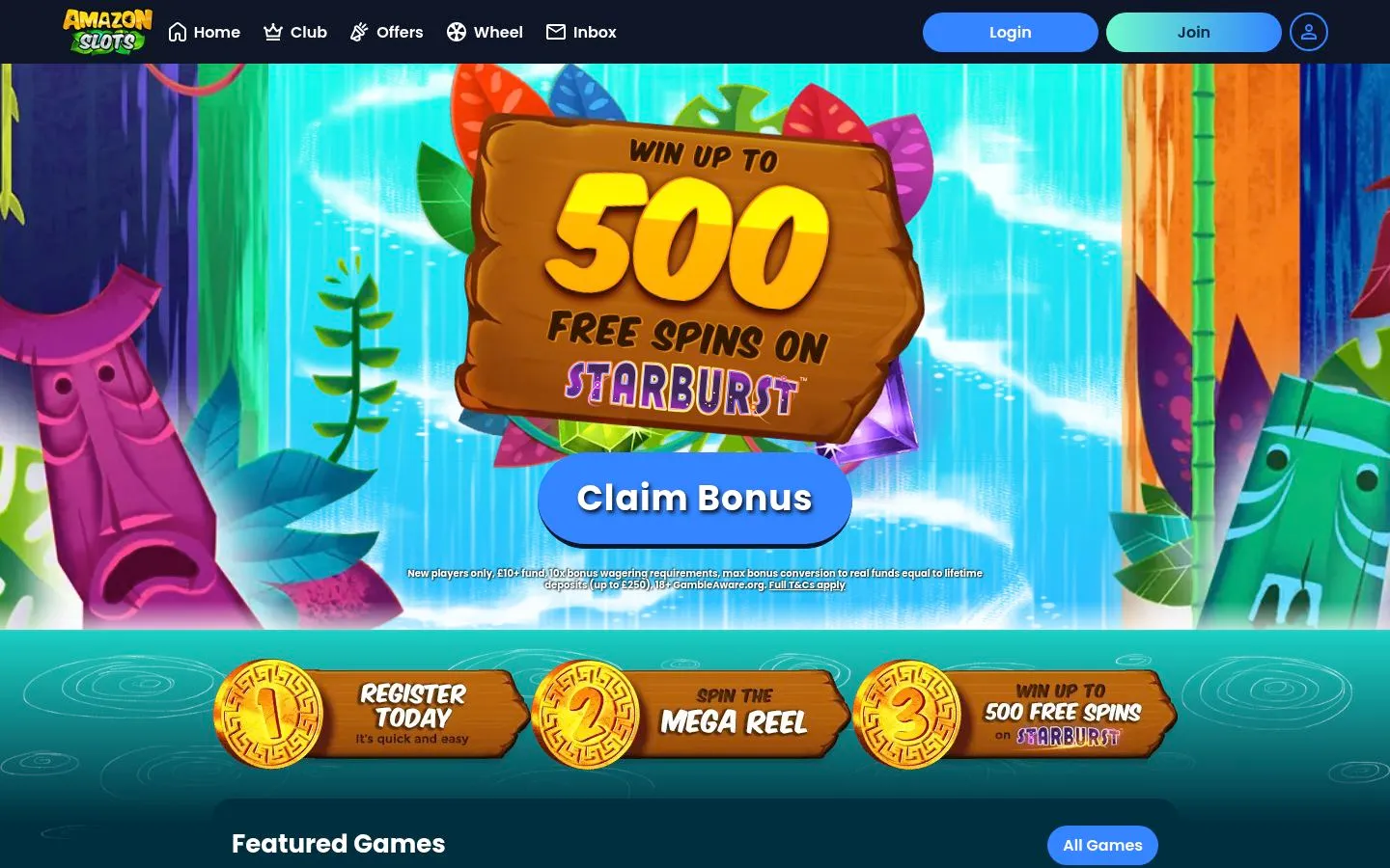 Amazon Slots homepage screenshot