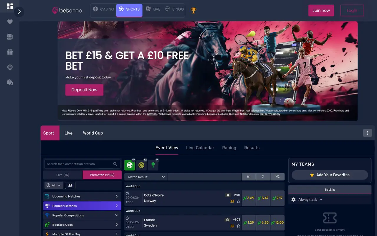 Betarno homepage screenshot