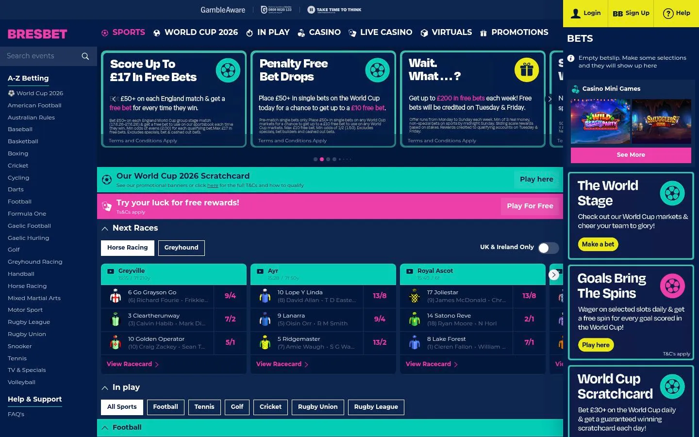 Bres Bet homepage screenshot
