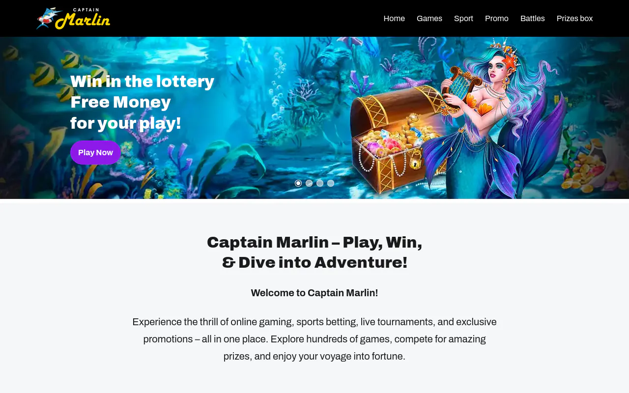 Captain Marlin homepage screenshot