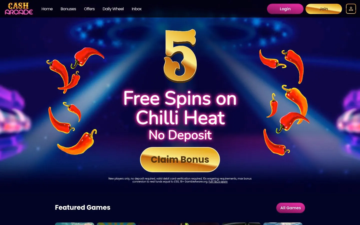 Cash Arcade homepage screenshot