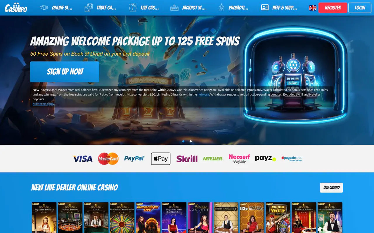 Casimpo homepage screenshot