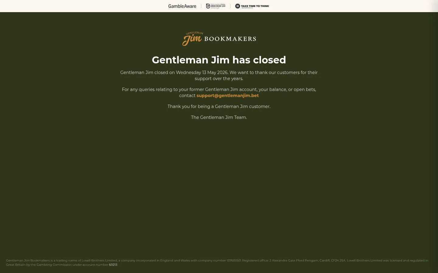 Gentleman Jim homepage screenshot