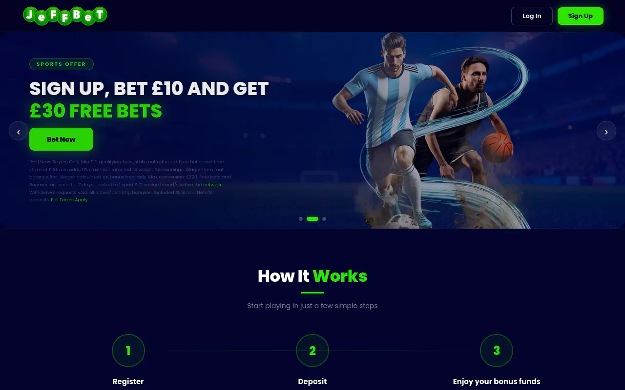 JeffBet homepage screenshot