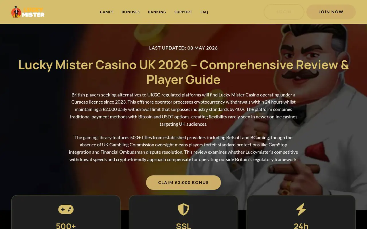 LuckyMister homepage screenshot