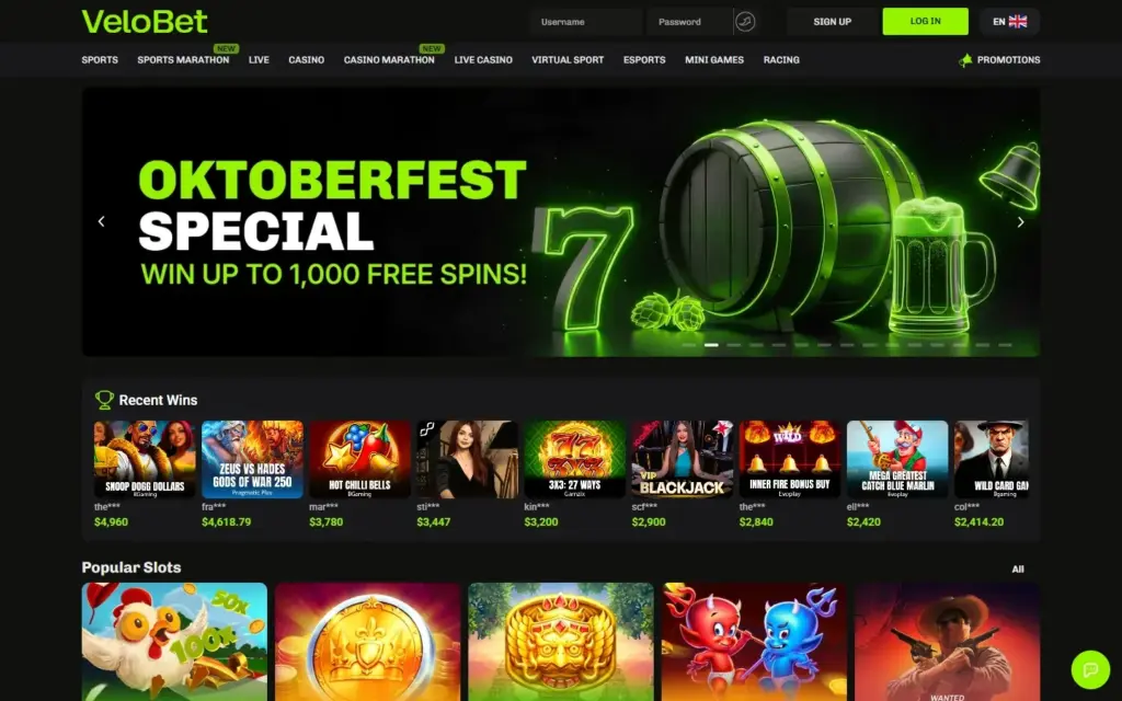 VeloBet homepage