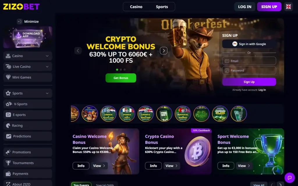 Zizobet homepage