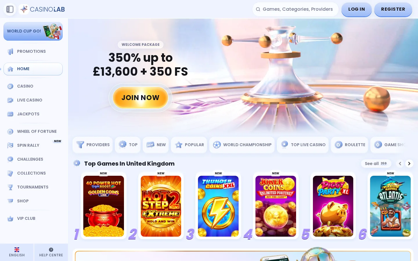 CasinoLab homepage screenshot