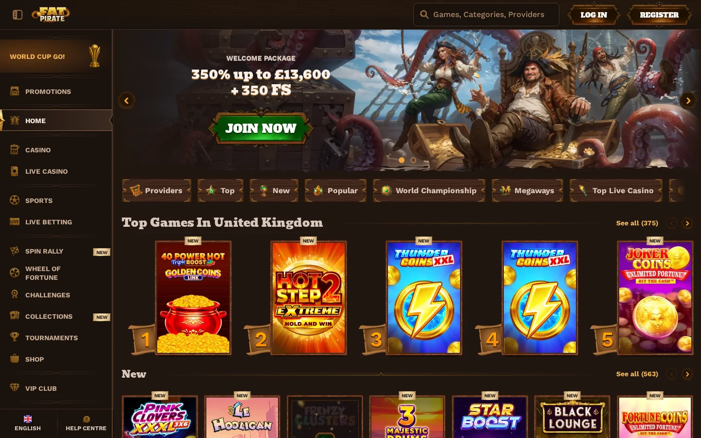 Fat Pirate homepage screenshot