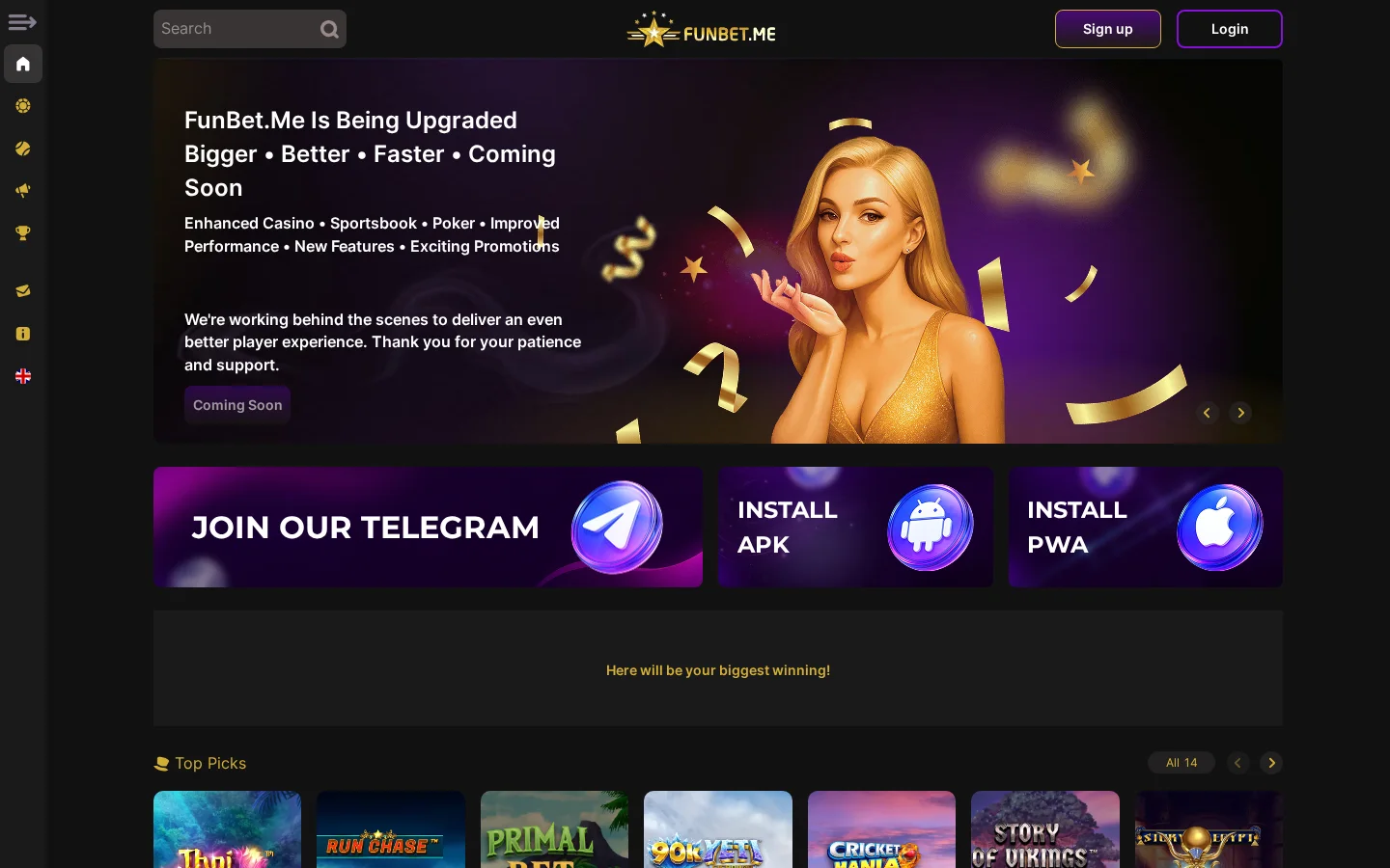 Funbet homepage screenshot