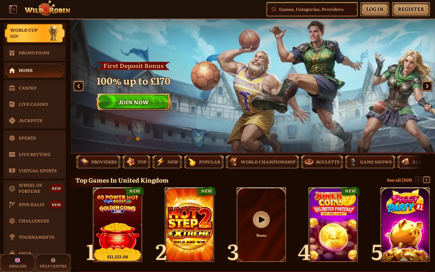 Wild Robin homepage screenshot