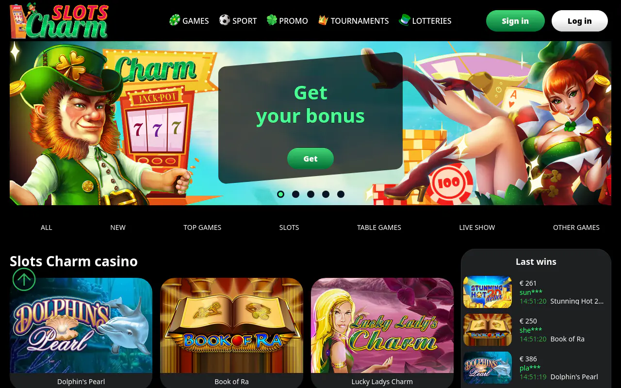 SlotsCharm homepage screenshot