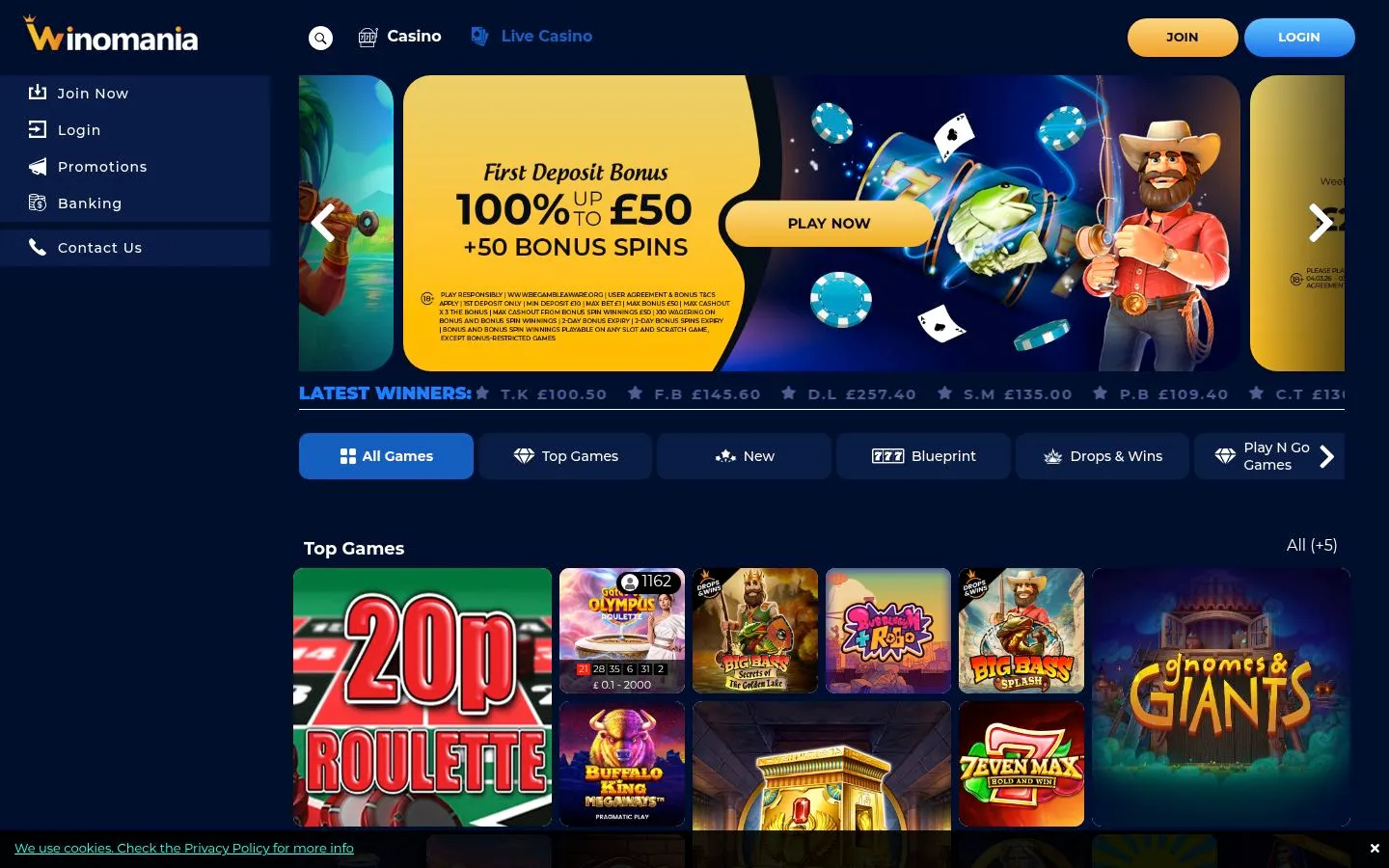 Winomania homepage screenshot