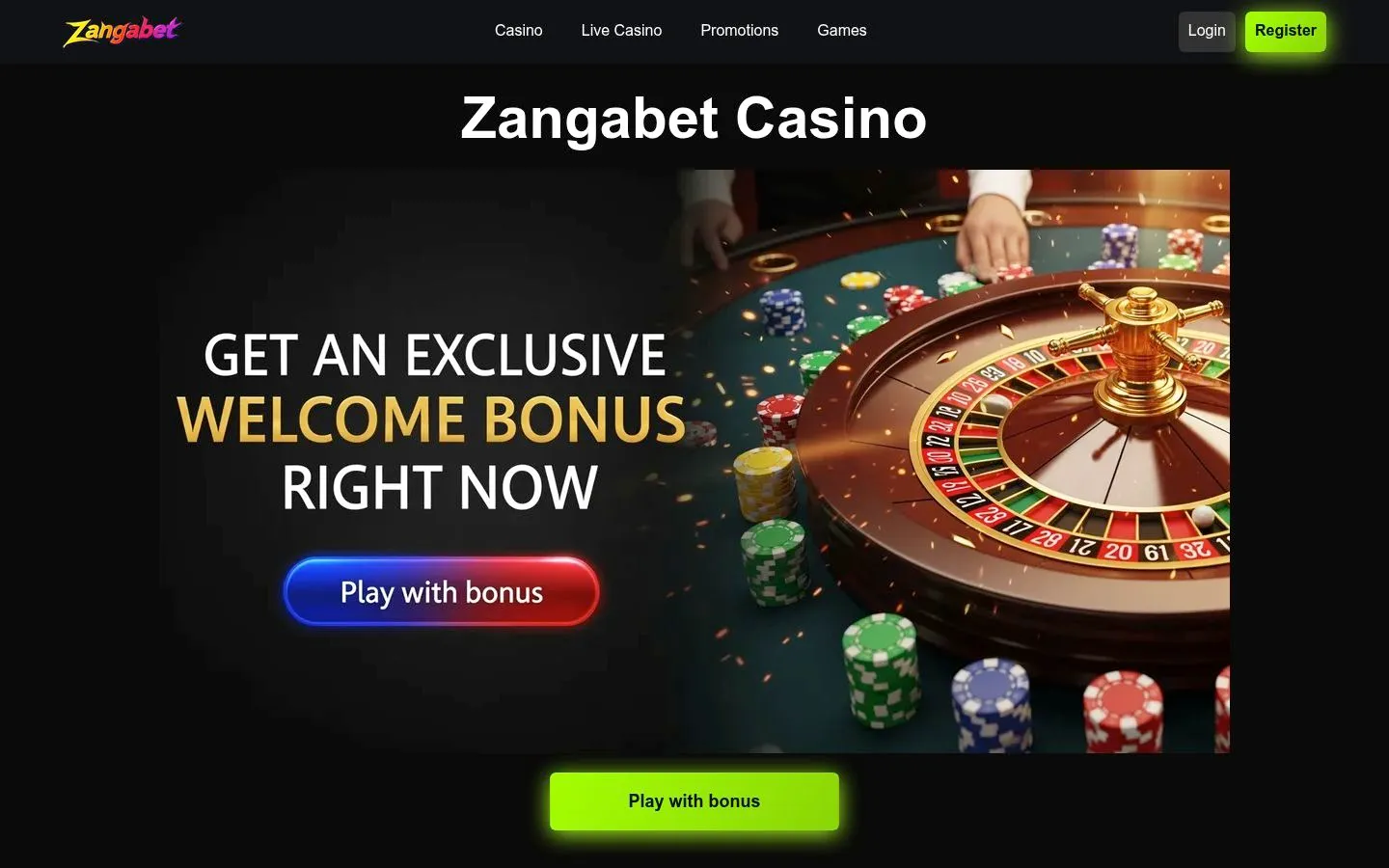Zangabet homepage screenshot