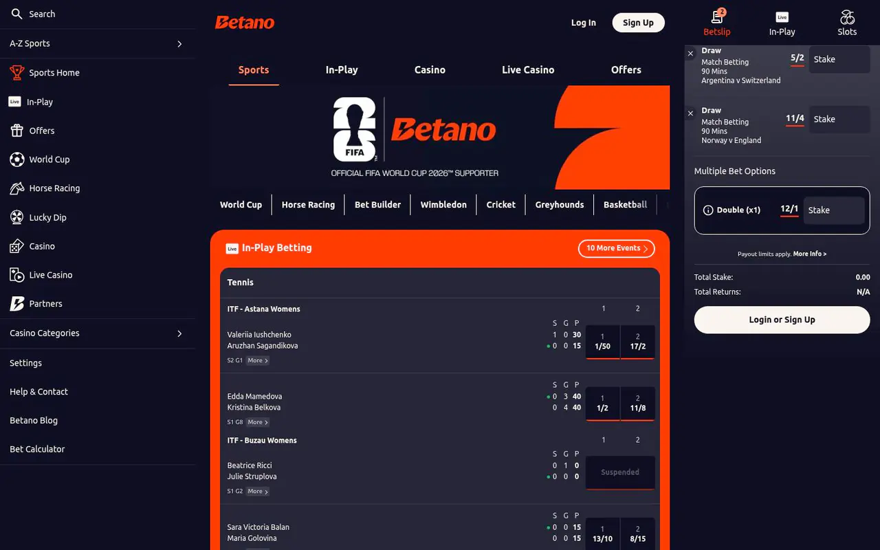Betano homepage screenshot