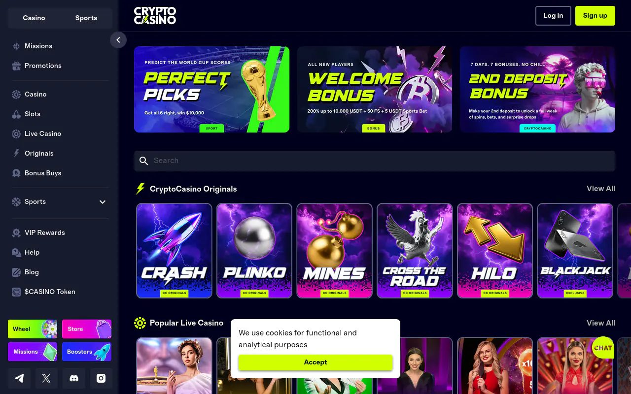 Crypto Casino homepage screenshot