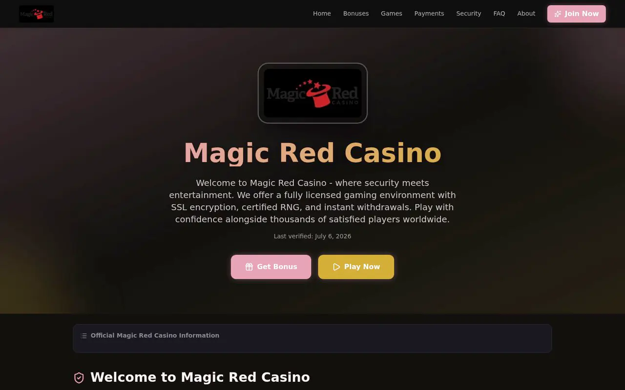 Magic Red homepage screenshot
