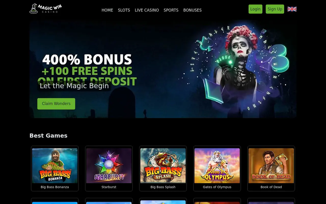 Magic Win Casino homepage screenshot