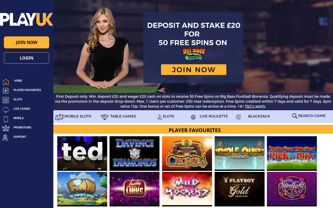 PlayUK homepage screenshot
