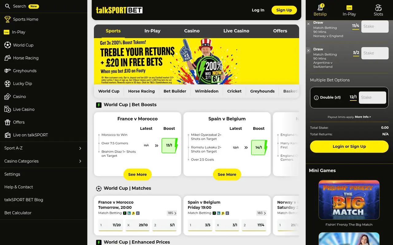 talkSPORT BET homepage screenshot