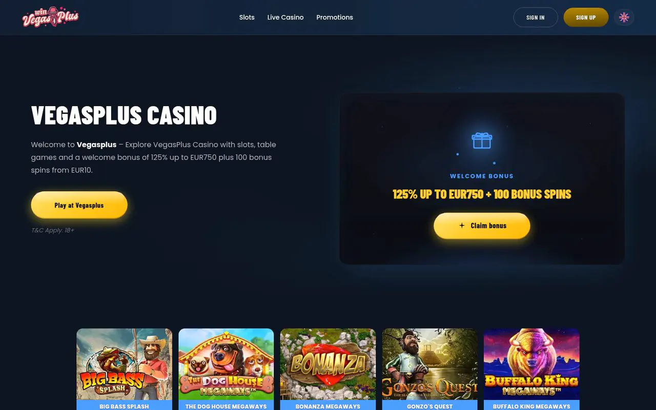 VegasPlus (GB mirror) homepage screenshot