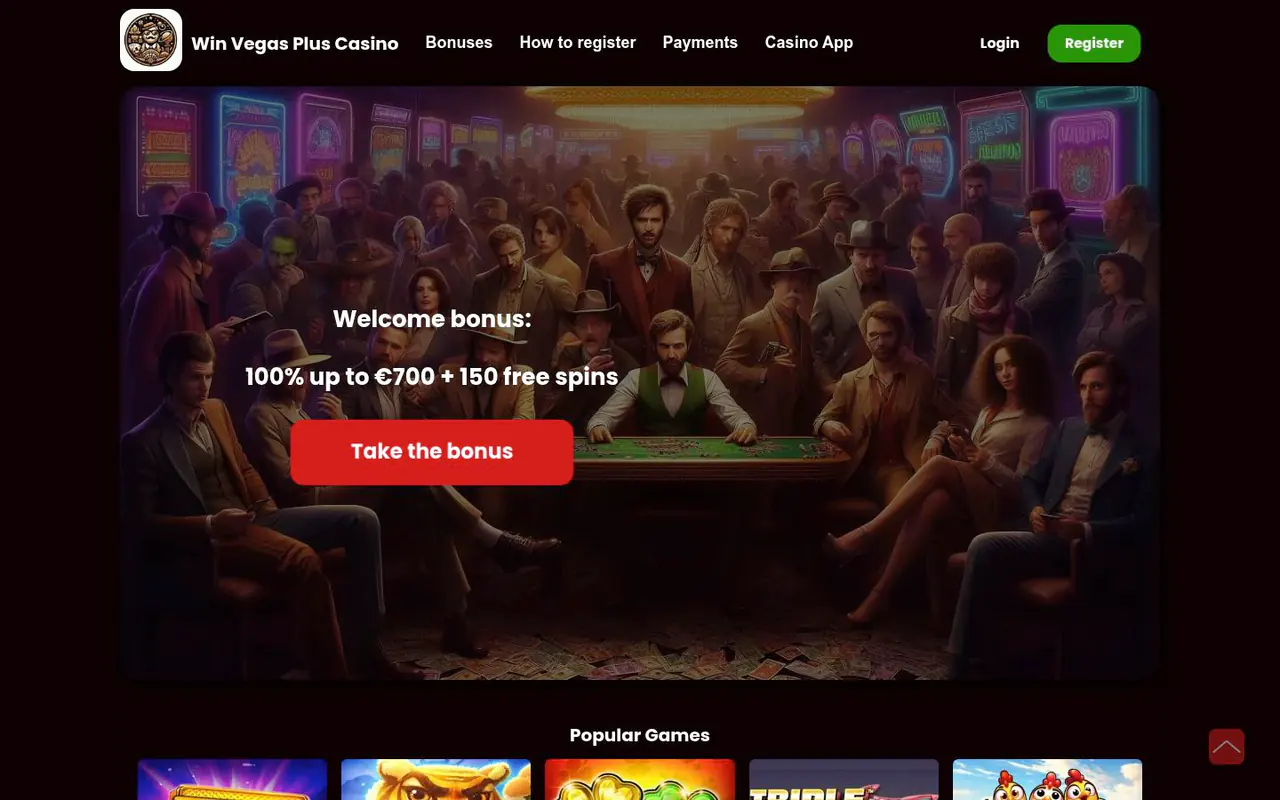 Win Vegas Plus Casino homepage screenshot