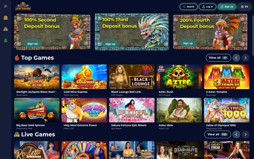 Aztec Paradise homepage