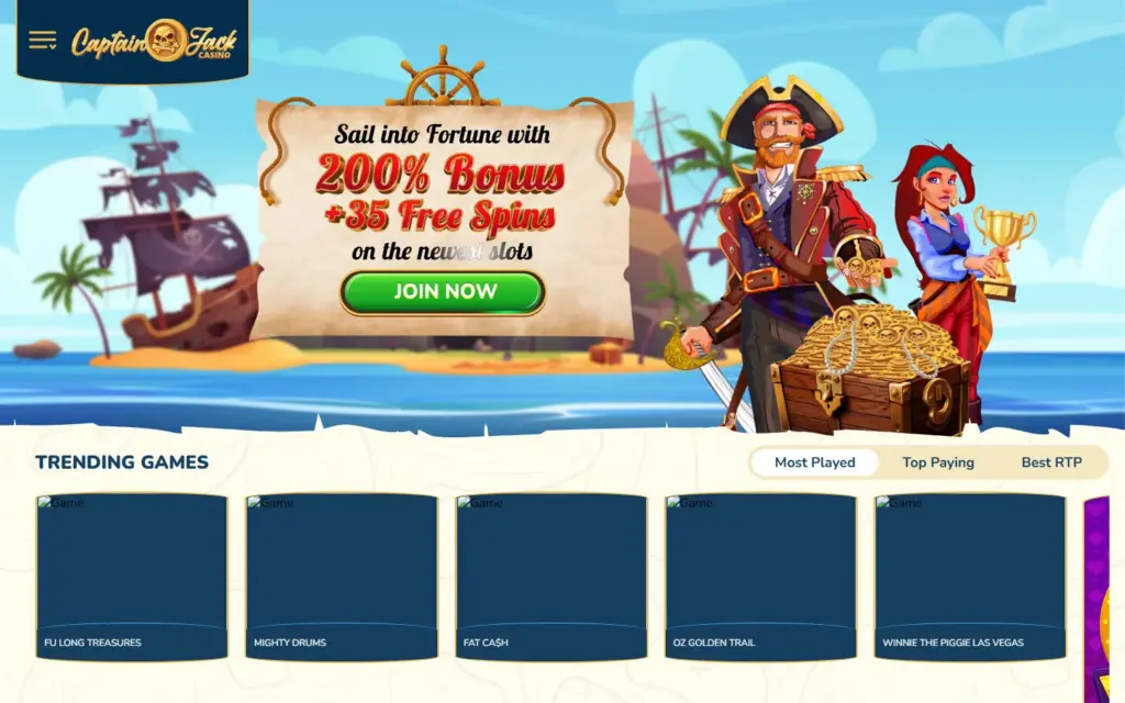Captain Jack Casino homepage
