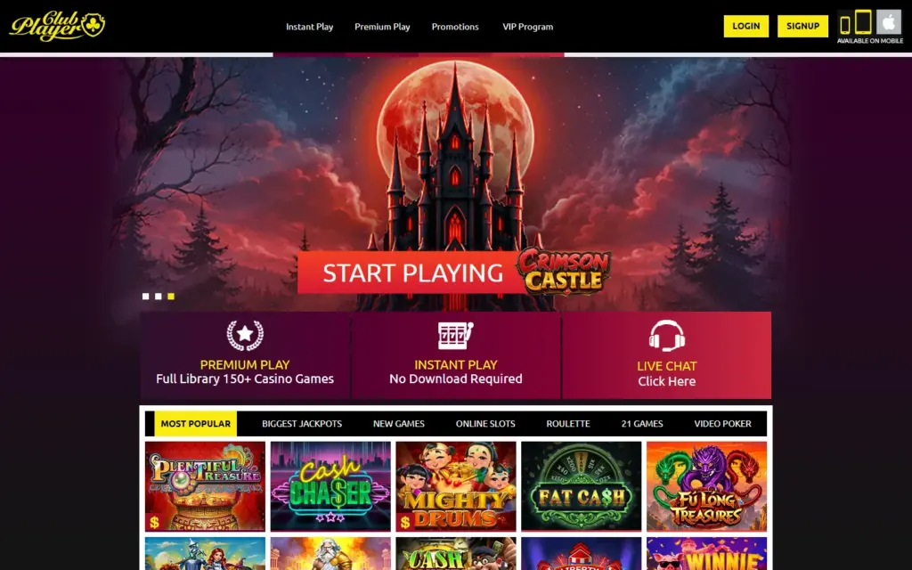 Club Player Casino homepage