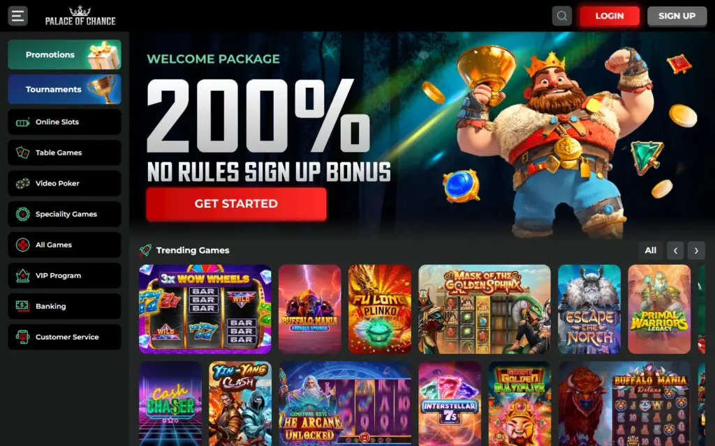 Palace of Chance homepage