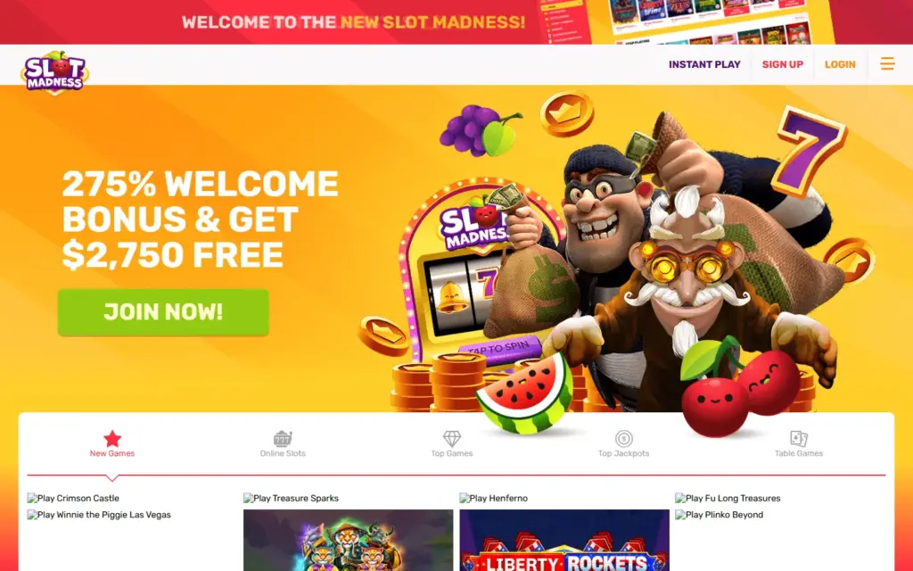 Slot Madness homepage