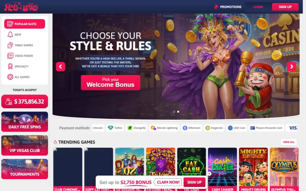 Slots of Vegas homepage