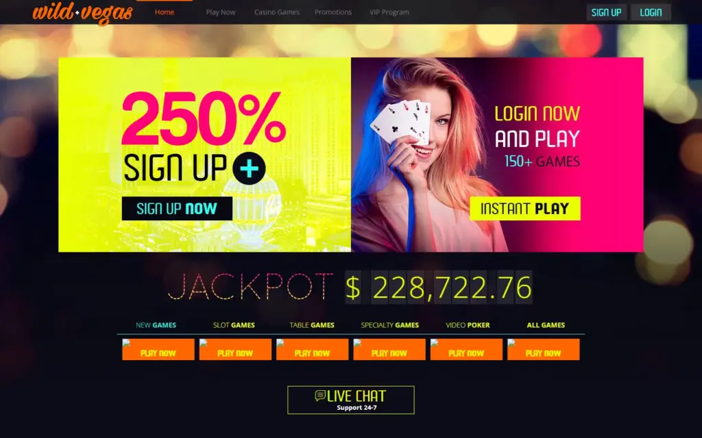 Wild Vegas Casino homepage